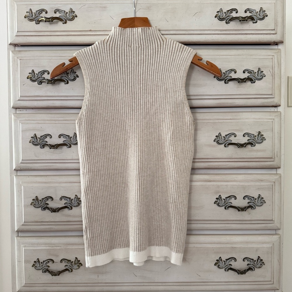 Oatmeal Ribbed Mock Neck Knit Top - Picture 2 of 4